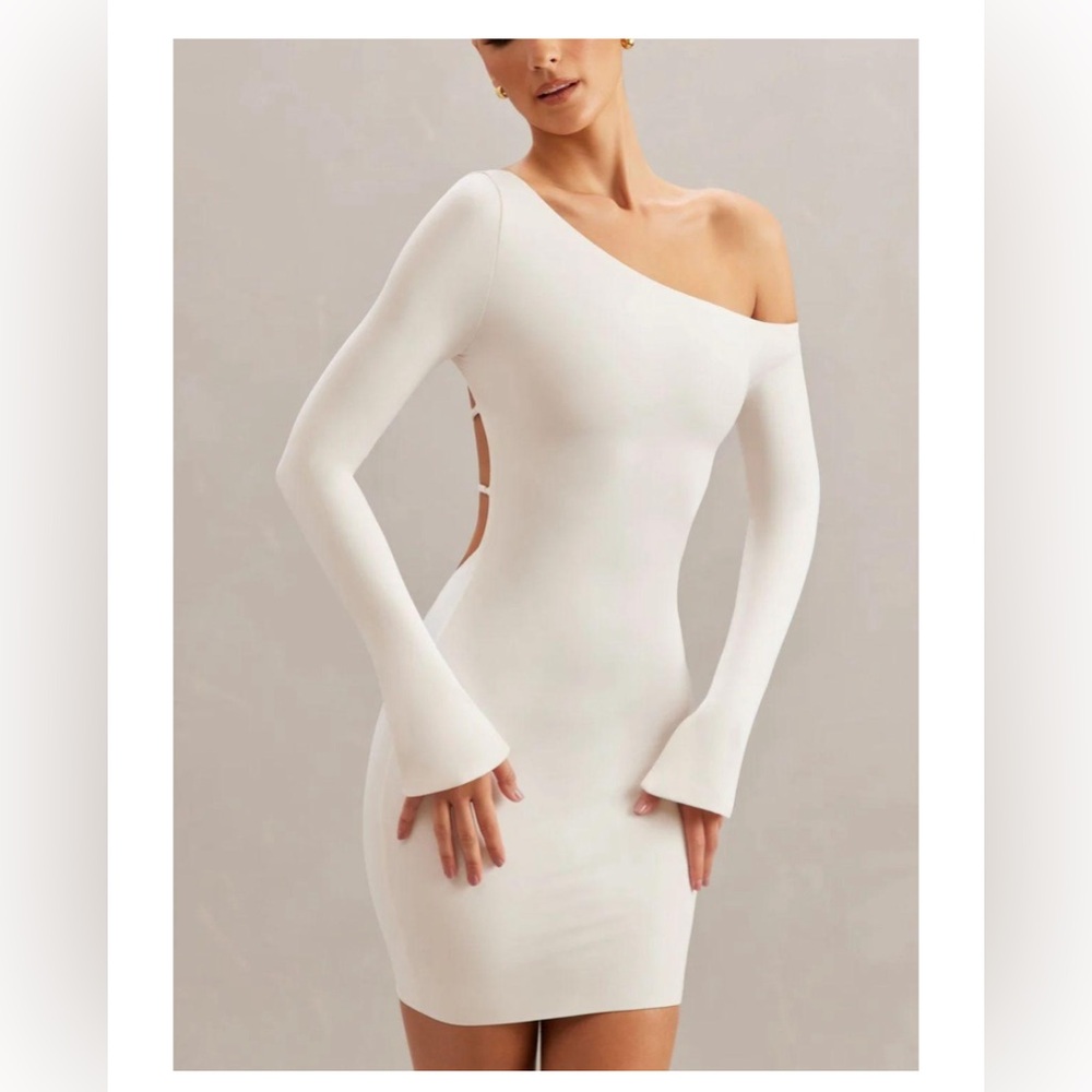 Oh Polly LILARDIA Off The Shoulder Mini Dress in Ivory